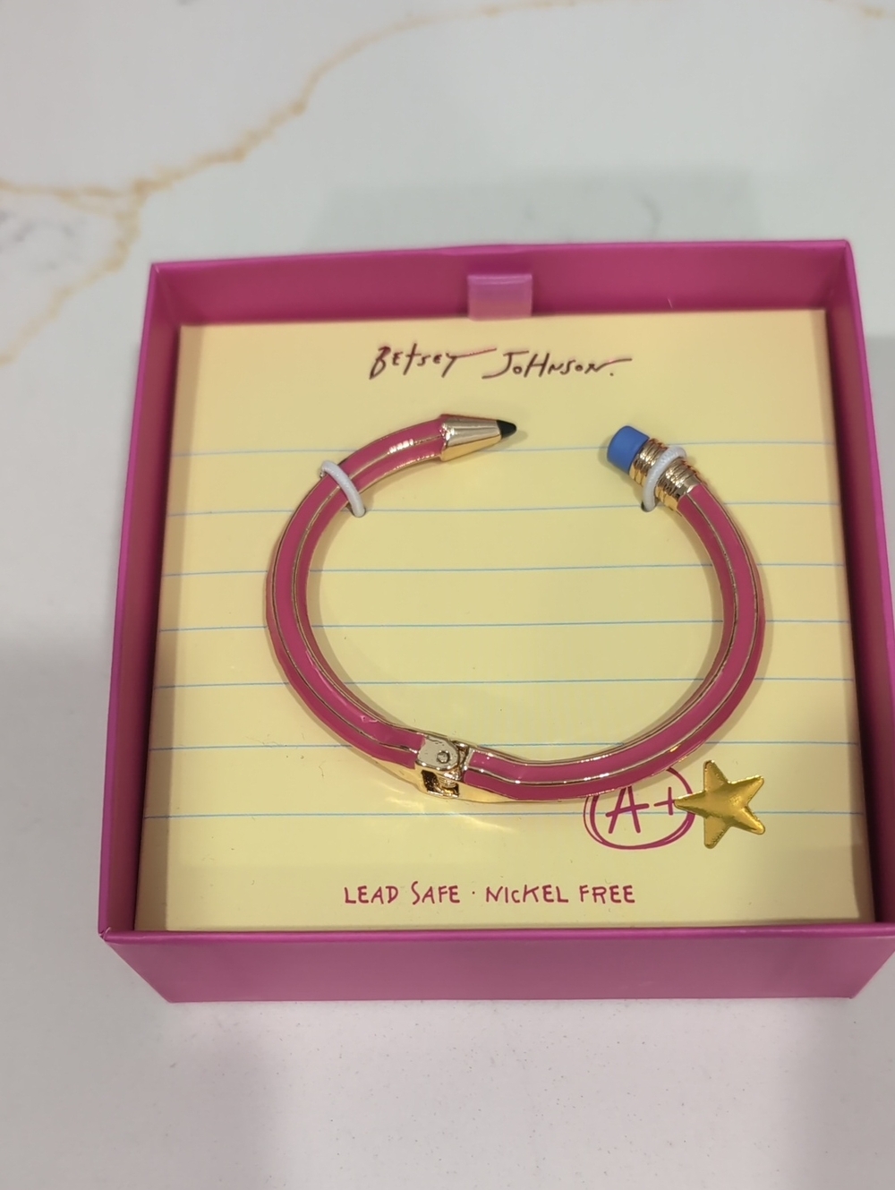 Betsey Johnson Pink Pencil Cuff Bracelet New